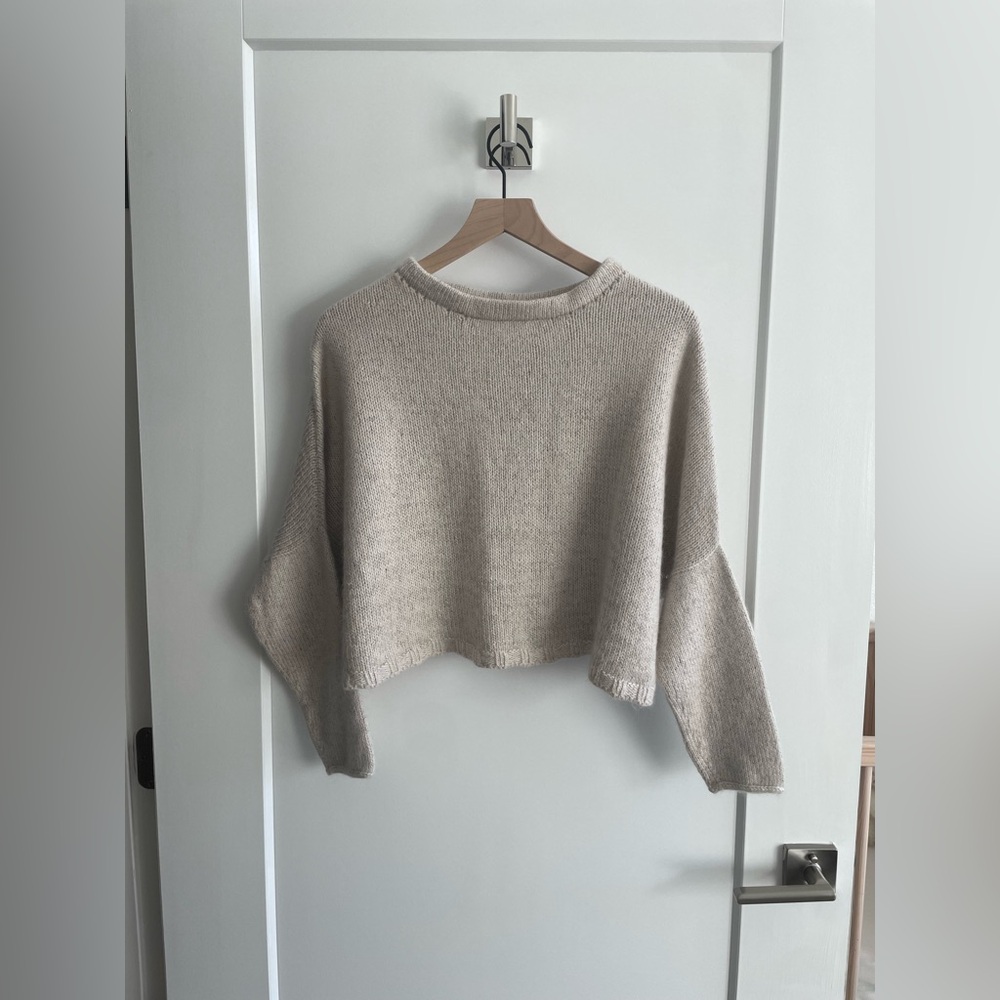 Handmade Cashmere Merino Dolman Sleeve Sweater in Oatmeal